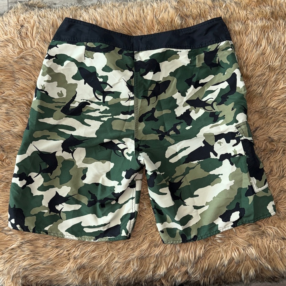 Pelagic Green Camouflage Cargo Shorts - Picture 3 of 4